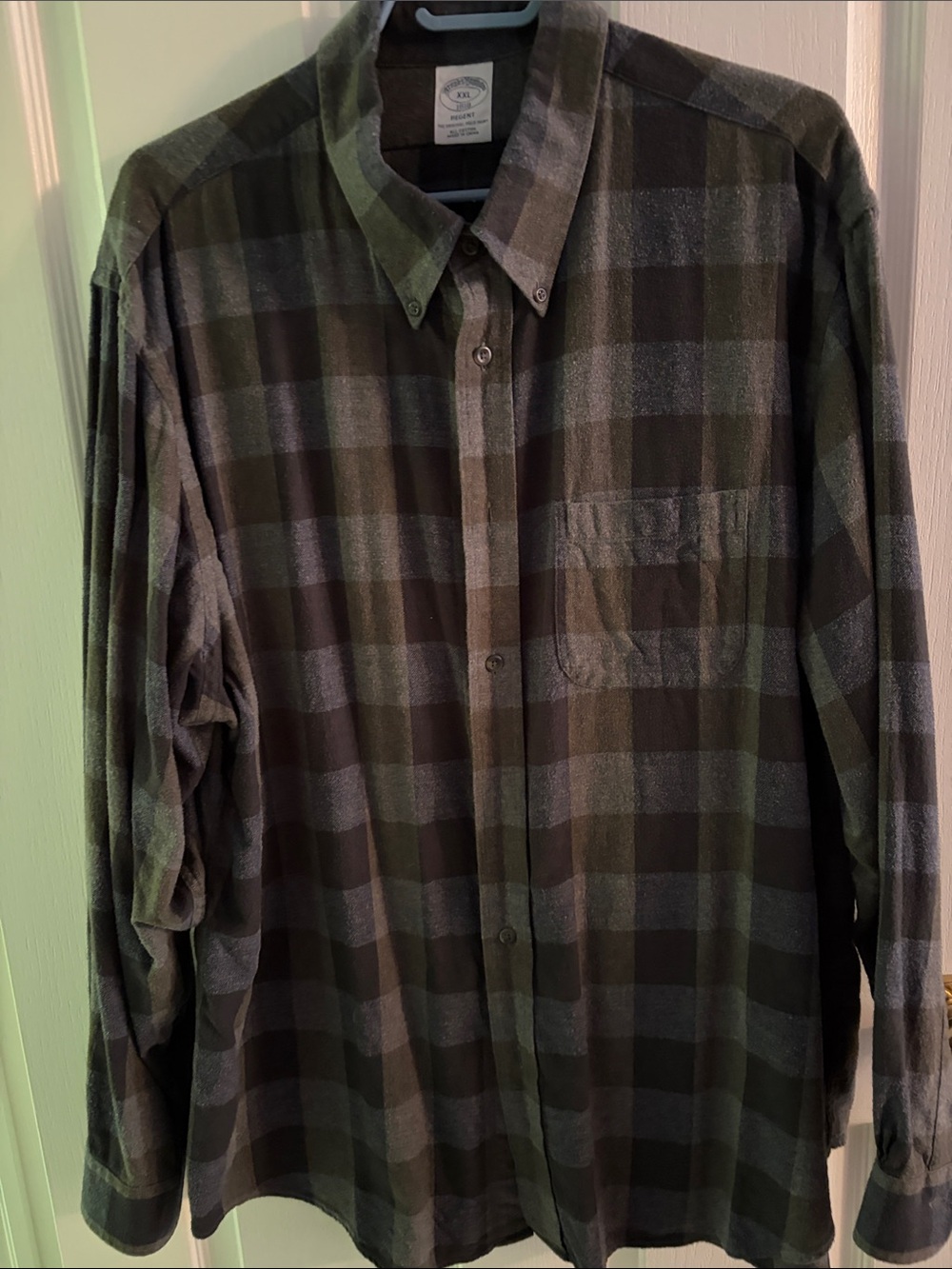 Brooks Brothers Olive and Gray Plaid Button-Down Shirt